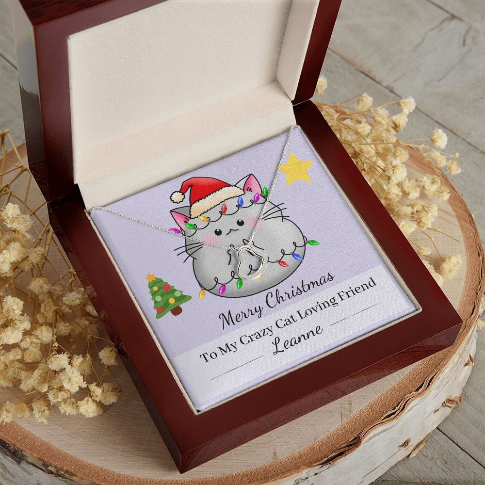 Merry Christmas To My Crazy Cat Loving Friend - Simple Heart Necklace