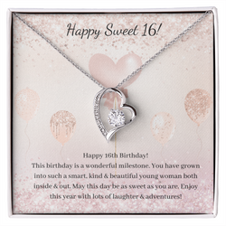 Heart Pendant Sweet 16 Birthday Necklace