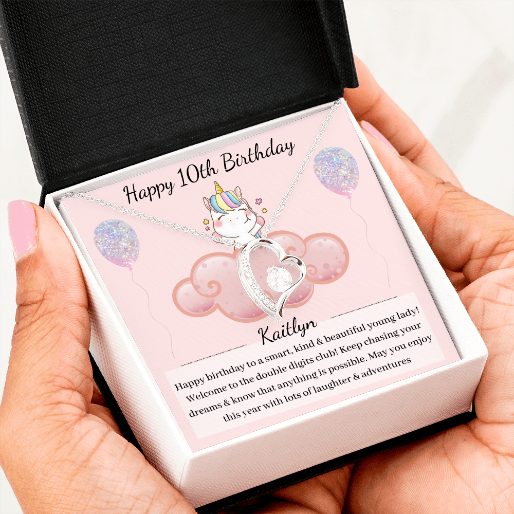 10th Birthday Girl Beautiful Heart Necklace