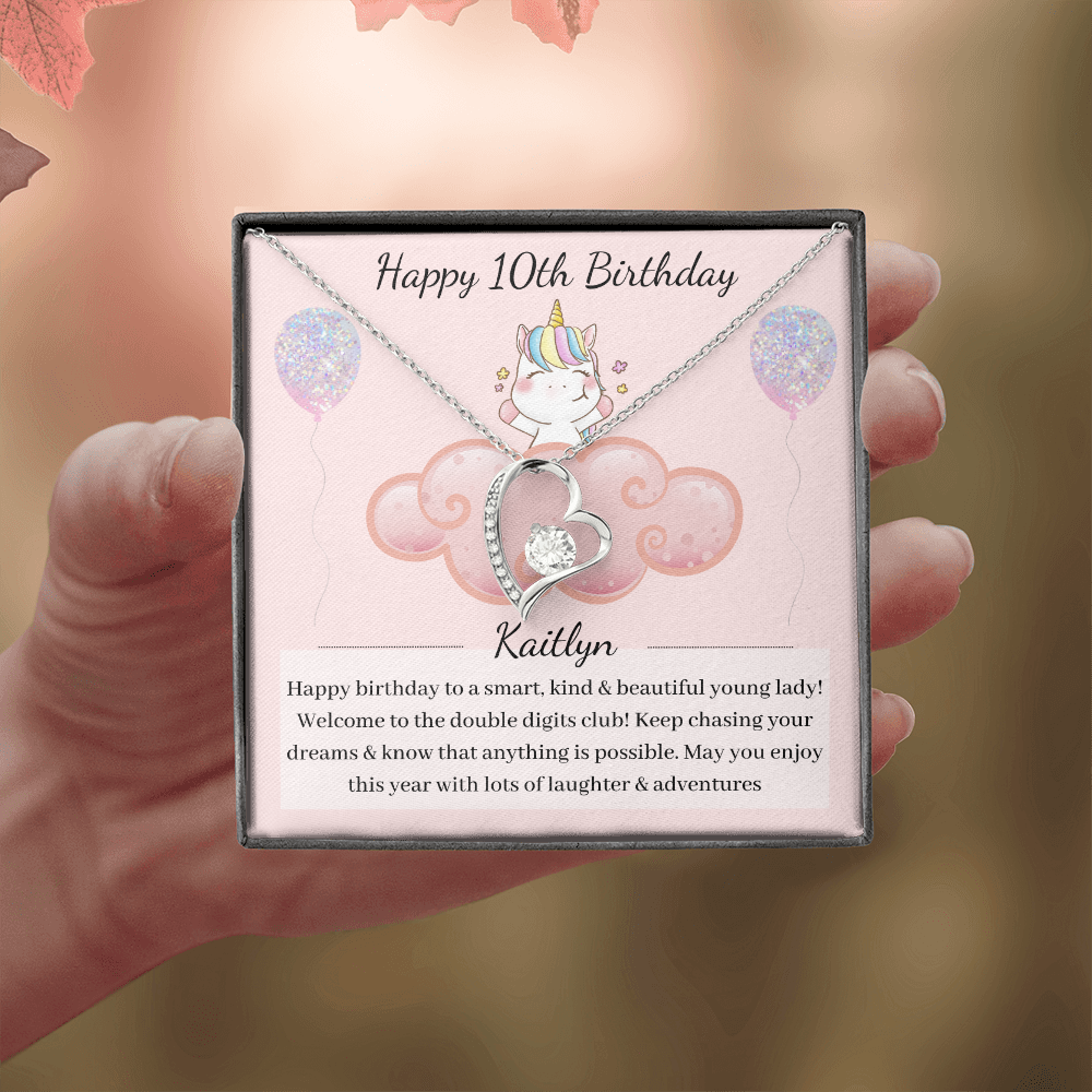 10th Birthday Girl Beautiful Heart Necklace