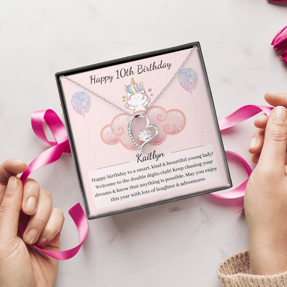 10th Birthday Girl Beautiful Heart Necklace