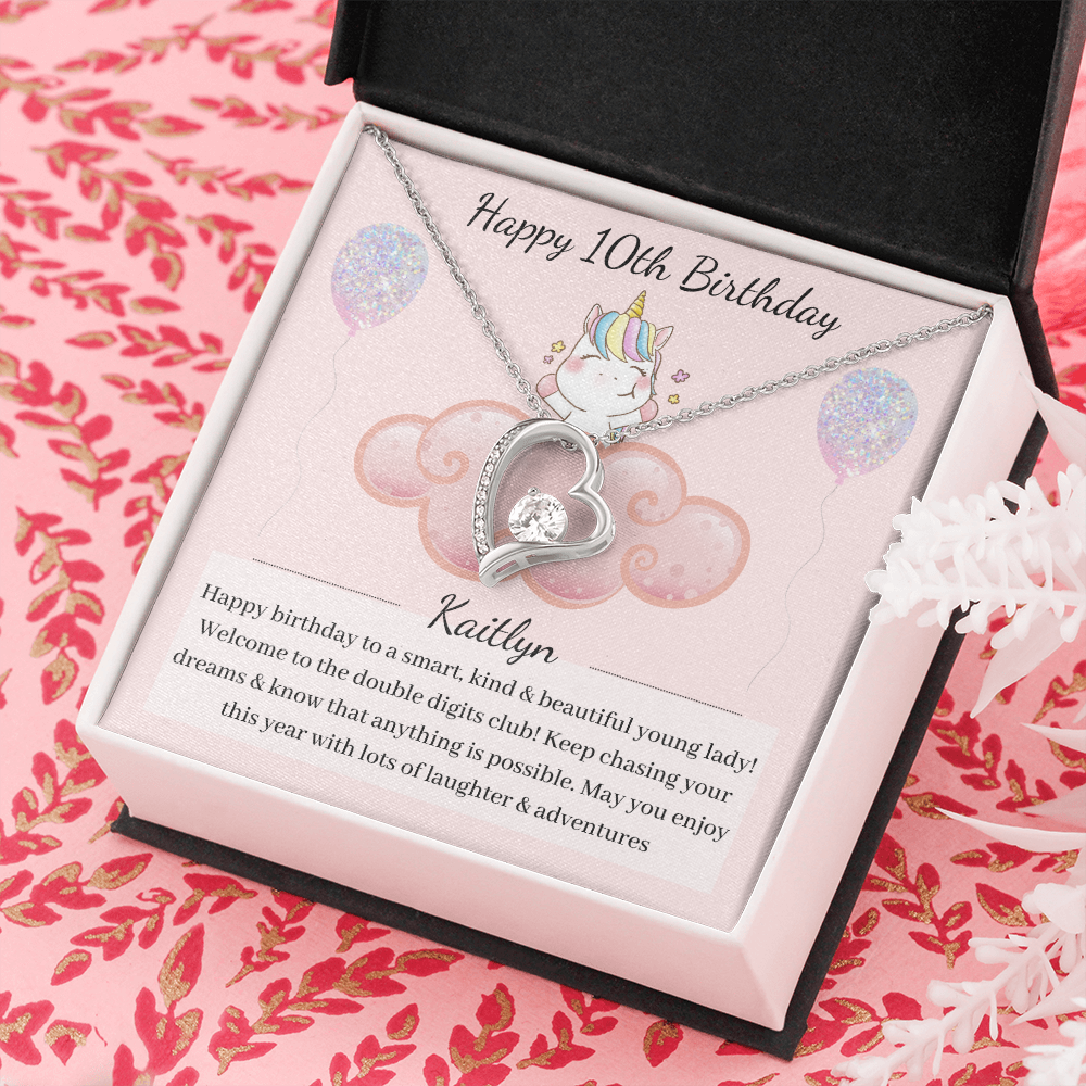 10th Birthday Girl Beautiful Heart Necklace