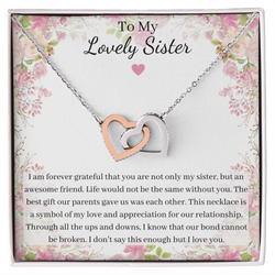 Double Interlocked Hearts Necklace For Your Sister