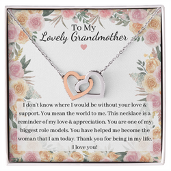 Double Interlocked Hearts Necklace For Grandma