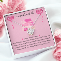 Sweet 16 Birthday Gift - Beautiful Love Knot Pendant Necklace
