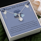 50th Birthday Gift - Little Ribbon Rhinestone Crystal Necklace