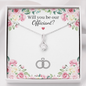 Officiant Proposal - Little Ribbon Rhinestone Crystal Necklace
