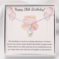 18th Birthday - Little Ribbon Rhinestone Necklace