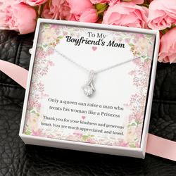 Little Ribbon Rhinestone Crystal Necklace For Boyfriend's Mom