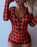 Booty Checkered Butt Flap Romper Pajamas