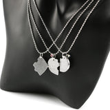 BFF Heart Rhinestone Friendship Necklaces - 3 PCS