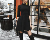 Slimming A Line Mini Black Dress