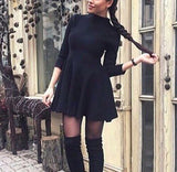 Slimming A Line Mini Black Dress