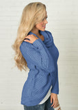 Side Button Cowl Neck Sweater