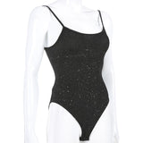 Nancy Sparkle Glitter Criss Cross Lace Bodysuit