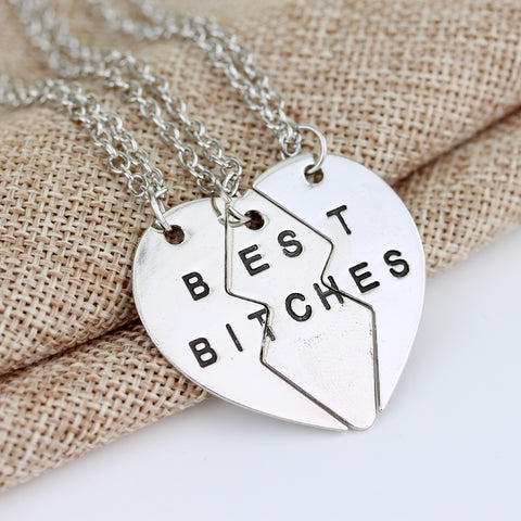 Best B*tches BFF Heart Necklace - 3 PCS