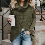 Side Button Cowl Neck Sweater