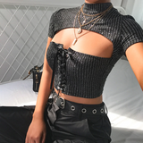 Irene Sexy Lace Up Crop Top