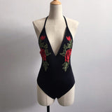 Embroidery Rose Floral V-neck Bodysuit Series #6