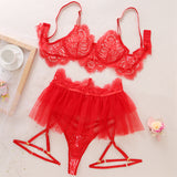 Firey Red Sexy Floral ace Lingerie Set