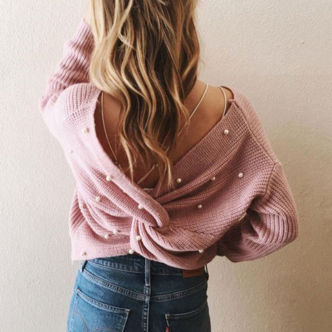 Elegant Twist Pearl Sweater