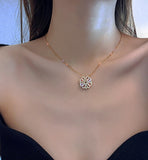Heart Clover Rhinestone Necklace - 2 Styles