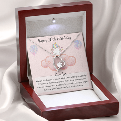 10th Birthday Girl Beautiful Heart Necklace
