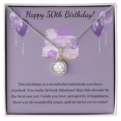 50th Birthday Gift - Lovely Eternal Love Circle Pendant Necklace