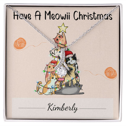 Have A Meowii Christmas - Little Ribbon Rhinestone Crystal Necklace