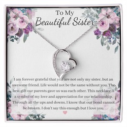 Rhinestone Heart Pendant Necklace To My Beautiful Sister