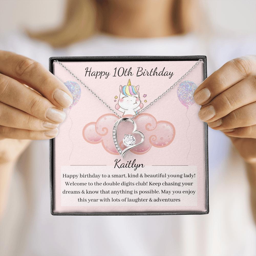 10th Birthday Girl Beautiful Heart Necklace