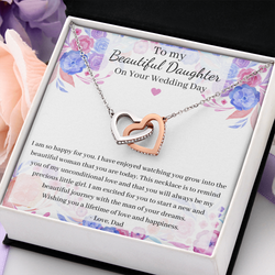 Double Interlocked Hearts Necklace For Daughter - Wedding Gift From Dad