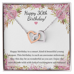 30th Birthday - Double Interlocked Hearts Necklace