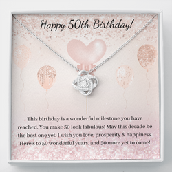 50th Birthday Gift - Beautiful Love Knot Pendant Necklace