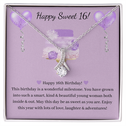 Sweet 16 Birthday Gift - Little Ribbon Rhinestone Crystal Necklace