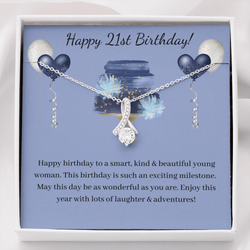 21st Birthday - Little Ribbon Rhinestone Necklace