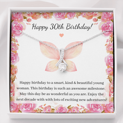 30th Birthday - Little Ribbon Rhinestone Necklace