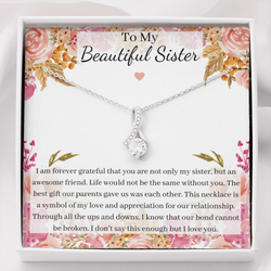 Little Ribbon Rhinestone Necklace For Your Sister