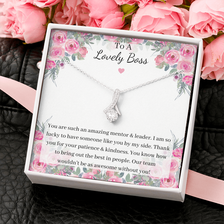 Little Ribbon Rhinestone Necklace For Boss