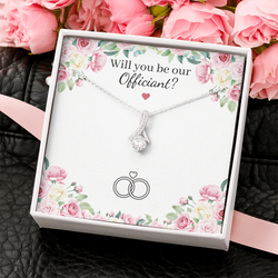 Officiant Proposal - Little Ribbon Rhinestone Crystal Necklace