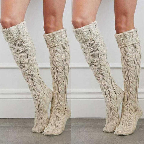 Pretty Criss Cross Knit Warm Knee High Socks