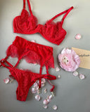 Daring Red Lace Lingerie Set