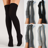 Textured Thick Cotton Knit Thigh High Socks