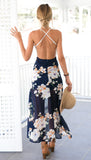 Lacey V-Neck Floral Maxi Dress - Navy