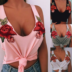 Sexy Embroidery Rose Tank Tops - 4 Colors
