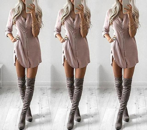 Loose Blouse Button Up Long Sleeve Dress