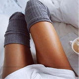 Textured Thigh High Socks - Soft Cotton