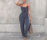 Sexy Front Bow Striped Jumpsuit