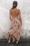 Floral v-Neck Asymmetrical Maxi Dress