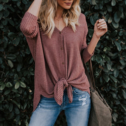 Waffle Button Up Blouse